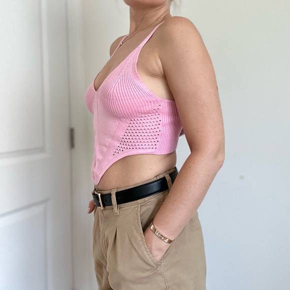 Corset Style Cropped Knit Cami Top - Picture 4 of 7